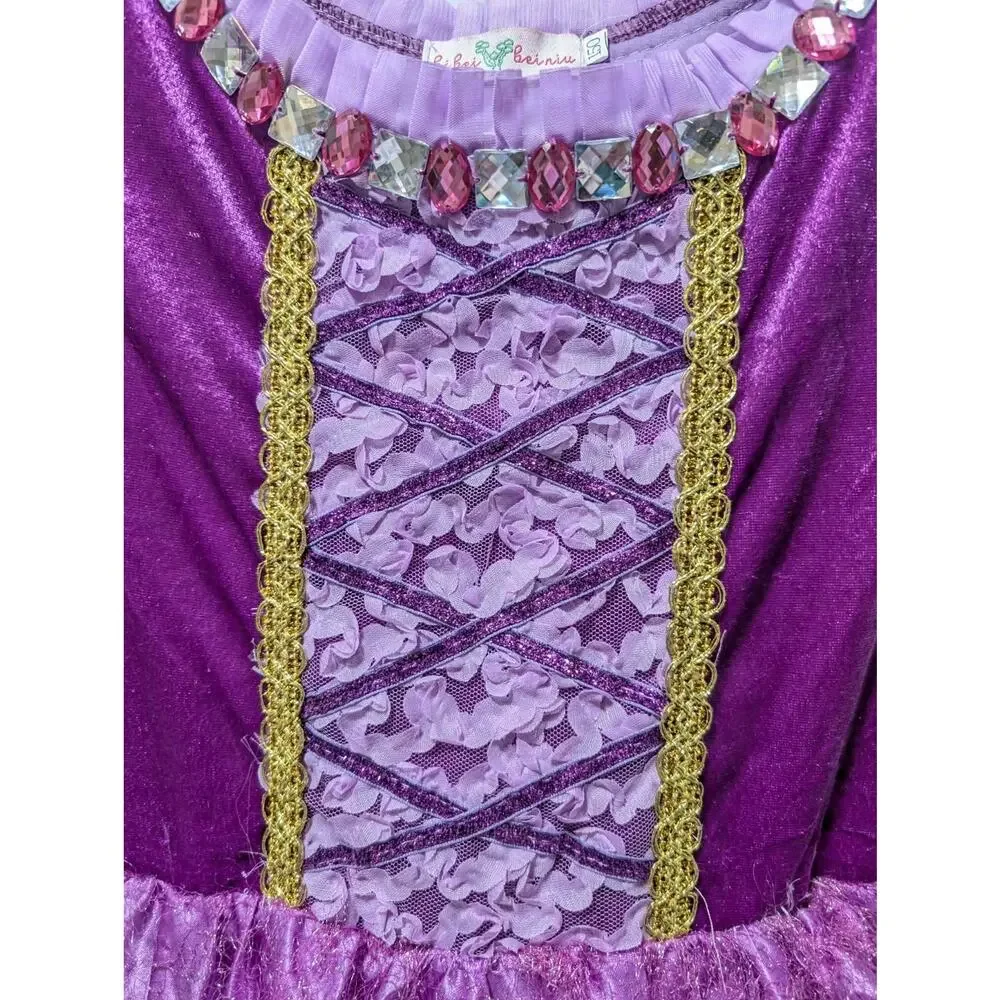 Rapunzel Halloween Costume Girls Size 8-10 Purple Princess Dress Butterfly's